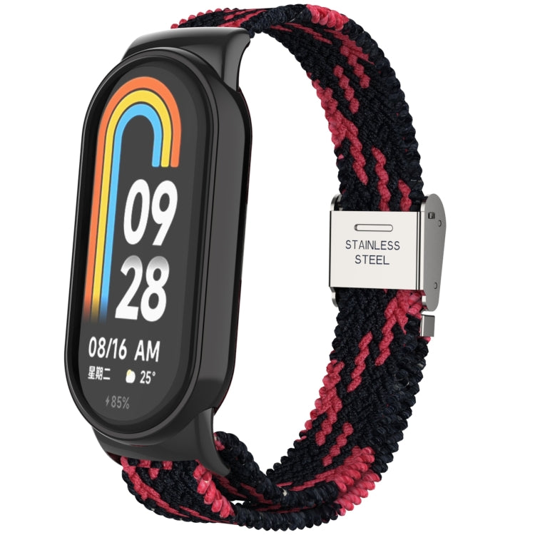 Testa in metallo + cinturino regolabile con fibbia in acciaio intrecciato in nylon, For Xiaomi Mi Band 8