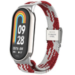 Testa in metallo + cinturino regolabile con fibbia in acciaio intrecciato in nylon, For Xiaomi Mi Band 8