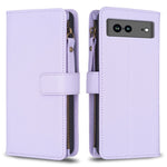 Custodia per telefono a conchiglia in pelle con portafoglio con cerniera a 9 slot per schede, For Google Pixel 8 Pro, For Google Pixel 8, For Google Pixel 7a, For Google Pixel 7 Pro