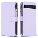 Custodia per telefono a conchiglia in pelle con portafoglio con cerniera a 9 slot per schede, For Google Pixel 8 Pro, For Google Pixel 8, For Google Pixel 7a, For Google Pixel 7 Pro