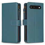 Custodia per telefono a conchiglia in pelle con portafoglio con cerniera a 9 slot per schede, For Google Pixel 7