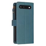 Custodia per telefono a conchiglia in pelle con portafoglio con cerniera a 9 slot per schede, For Google Pixel 7