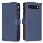 Custodia per telefono a conchiglia in pelle con portafoglio con cerniera a 9 slot per schede, For Google Pixel 7