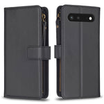 Custodia per telefono a conchiglia in pelle con portafoglio con cerniera a 9 slot per schede, For Google Pixel 7