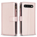 Custodia per telefono a conchiglia in pelle con portafoglio con cerniera a 9 slot per schede, For Google Pixel 7