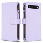 Custodia per telefono a conchiglia in pelle con portafoglio con cerniera a 9 slot per schede, For Google Pixel 7