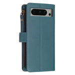 Custodia per telefono a conchiglia in pelle con portafoglio con cerniera a 9 slot per schede, For Google Pixel 8 Pro, For Google Pixel 8, For Google Pixel 7a, For Google Pixel 7 Pro