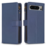 Custodia per telefono a conchiglia in pelle con portafoglio con cerniera a 9 slot per schede, For Google Pixel 8 Pro, For Google Pixel 8, For Google Pixel 7a, For Google Pixel 7 Pro