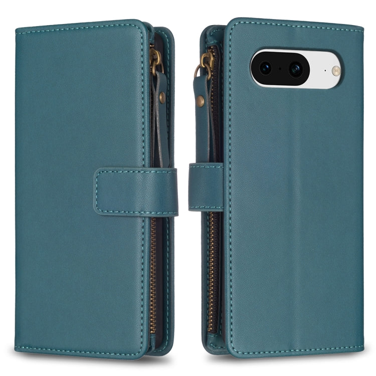Custodia per telefono a conchiglia in pelle con portafoglio con cerniera a 9 slot per schede, For Google Pixel 8 Pro, For Google Pixel 8, For Google Pixel 7a, For Google Pixel 7 Pro