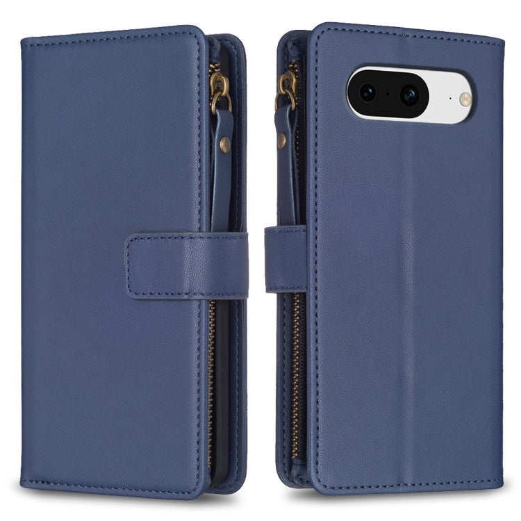 Custodia per telefono a conchiglia in pelle con portafoglio con cerniera a 9 slot per schede, For Google Pixel 8 Pro, For Google Pixel 8, For Google Pixel 7a, For Google Pixel 7 Pro