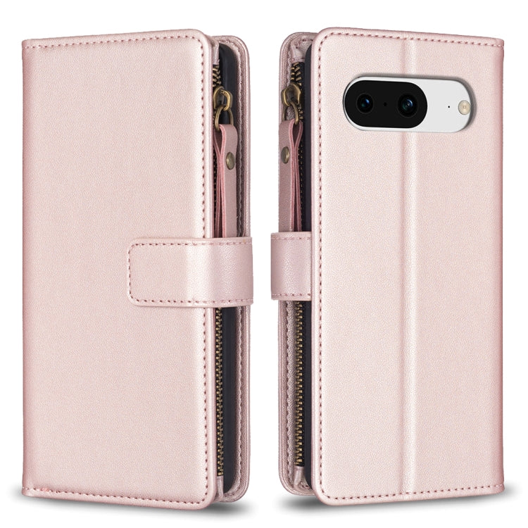 Custodia per telefono a conchiglia in pelle con portafoglio con cerniera a 9 slot per schede, For Google Pixel 8 Pro, For Google Pixel 8, For Google Pixel 7a, For Google Pixel 7 Pro