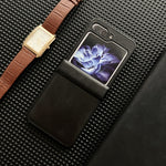 Custodia per telefono protettiva antiurto con cerniera Crazy Horse, For Samsung Galaxy Z Flip5