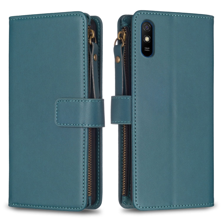 Custodia portafoglio in pelle con 9 slot carte per Xiaomi Redmi 9