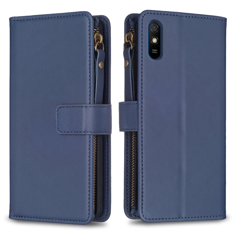 Custodia portafoglio in pelle con 9 slot carte per Xiaomi Redmi 9
