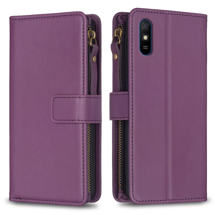 Custodia portafoglio in pelle con 9 slot carte per Xiaomi Redmi 9