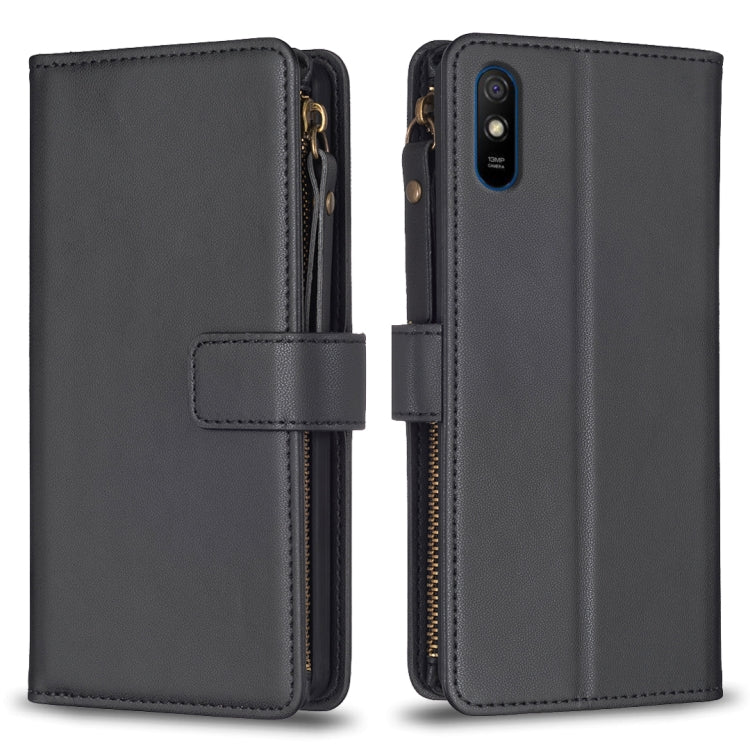Custodia portafoglio in pelle con 9 slot carte per Xiaomi Redmi 9