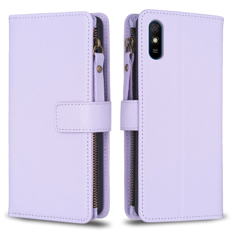 Custodia portafoglio in pelle con 9 slot carte per Xiaomi Redmi 9