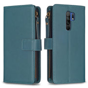 Custodia per telefono a conchiglia in pelle con portafoglio con cerniera a 9 slot per schede, For Xiaomi Redmi 9, For Xiaomi Redmi 9C, For Xiaomi Redmi Note 9 Pro Max