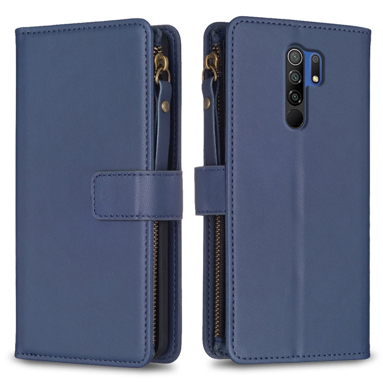 Custodia portafoglio in pelle con 9 slot carte per Xiaomi Redmi 9