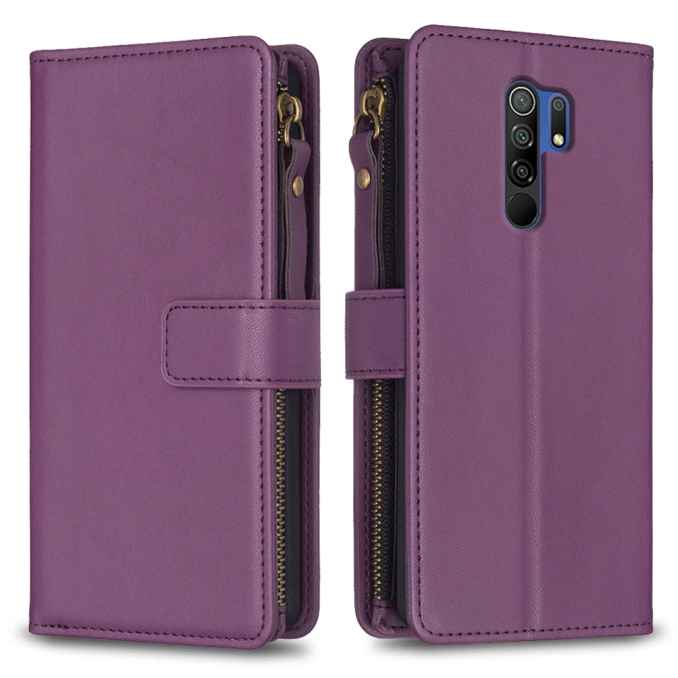 Custodia portafoglio in pelle con 9 slot carte per Xiaomi Redmi 9