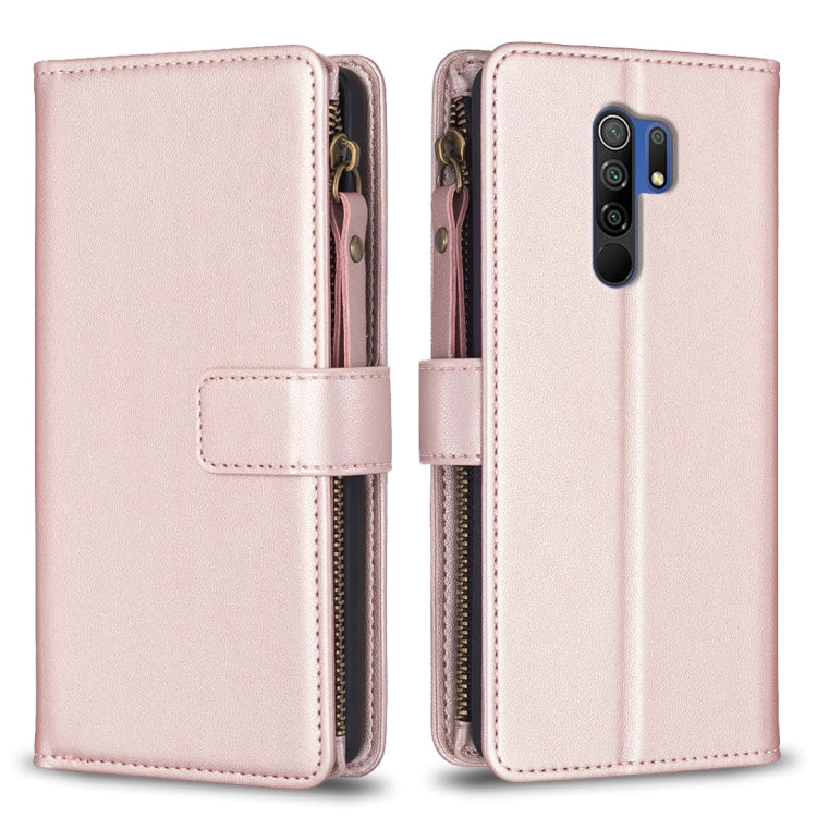 Custodia portafoglio in pelle con 9 slot carte per Xiaomi Redmi 9