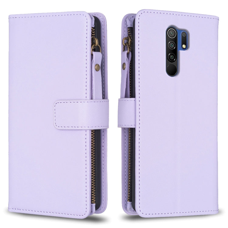 Custodia portafoglio in pelle con 9 slot carte per Xiaomi Redmi 9