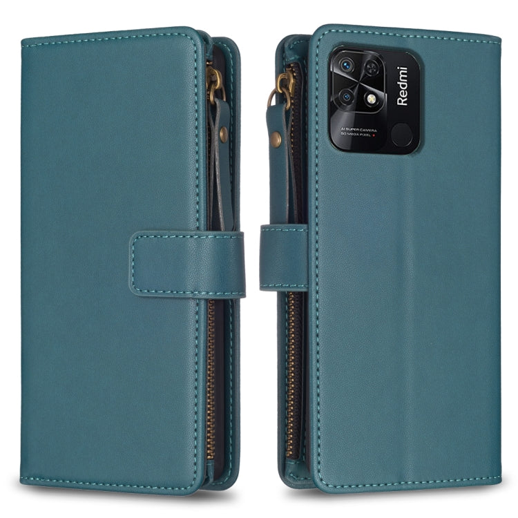 Custodia per telefono a conchiglia in pelle con portafoglio con cerniera a 9 slot per schede, For Xiaomi Redmi 10C, For Xiaomi 12 Pro, For Xiaomi 12, For Xiaomi Redmi Note 11 Pro