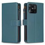 Custodia per telefono a conchiglia in pelle con portafoglio con cerniera a 9 slot per schede, For Xiaomi Redmi 10C, For Xiaomi 12 Pro, For Xiaomi 12, For Xiaomi Redmi Note 11 Pro