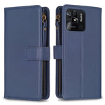 Custodia per telefono a conchiglia in pelle con portafoglio con cerniera a 9 slot per schede, For Xiaomi Redmi 10C, For Xiaomi 12 Pro, For Xiaomi 12, For Xiaomi Redmi Note 11 Pro