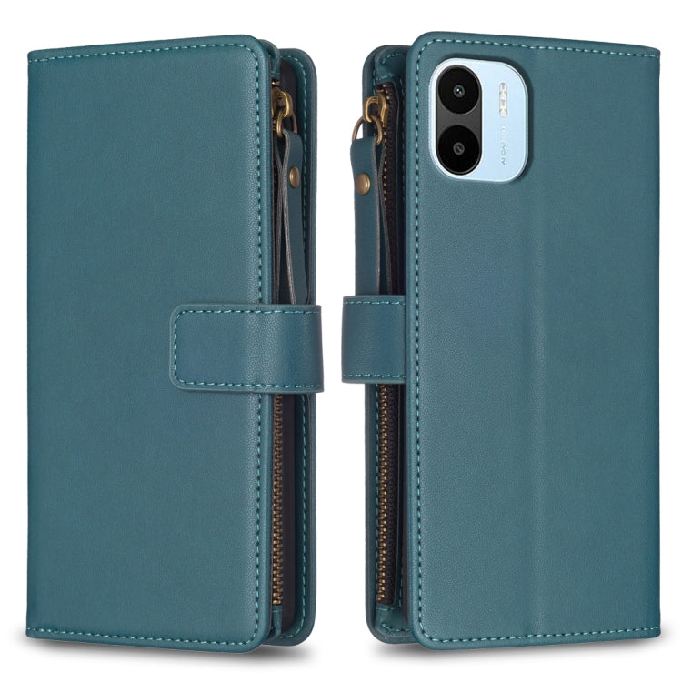 Custodia per telefono a conchiglia in pelle con portafoglio con cerniera a 9 slot per schede, For Xiaomi Redmi A1 / A2, For Xiaomi Redmi Note 12 Pro+ 5G Global, For Xiaomi Redmi Note 12 Pro, For Xiaomi Redmi Note 12 5G