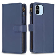 Custodia per telefono a conchiglia in pelle con portafoglio con cerniera a 9 slot per schede, For Xiaomi Redmi A1 / A2, For Xiaomi Redmi Note 12 Pro+ 5G Global, For Xiaomi Redmi Note 12 Pro, For Xiaomi Redmi Note 12 5G