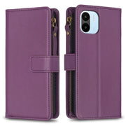 Custodia per telefono a conchiglia in pelle con portafoglio con cerniera a 9 slot per schede, For Xiaomi Redmi A1 / A2, For Xiaomi Redmi Note 12 Pro+ 5G Global, For Xiaomi Redmi Note 12 Pro, For Xiaomi Redmi Note 12 5G
