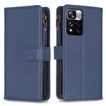 Custodia per telefono a conchiglia in pelle con portafoglio con cerniera a 9 slot per schede, For Xiaomi Redmi 10C, For Xiaomi 12 Pro, For Xiaomi 12, For Xiaomi Redmi Note 11 Pro