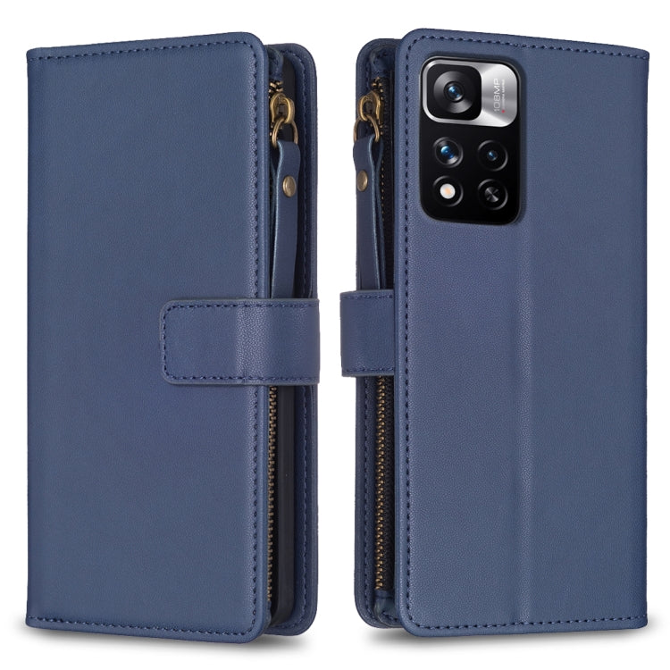 Custodia per telefono a conchiglia in pelle con portafoglio con cerniera a 9 slot per schede, For Xiaomi Redmi 10C, For Xiaomi 12 Pro, For Xiaomi 12, For Xiaomi Redmi Note 11 Pro