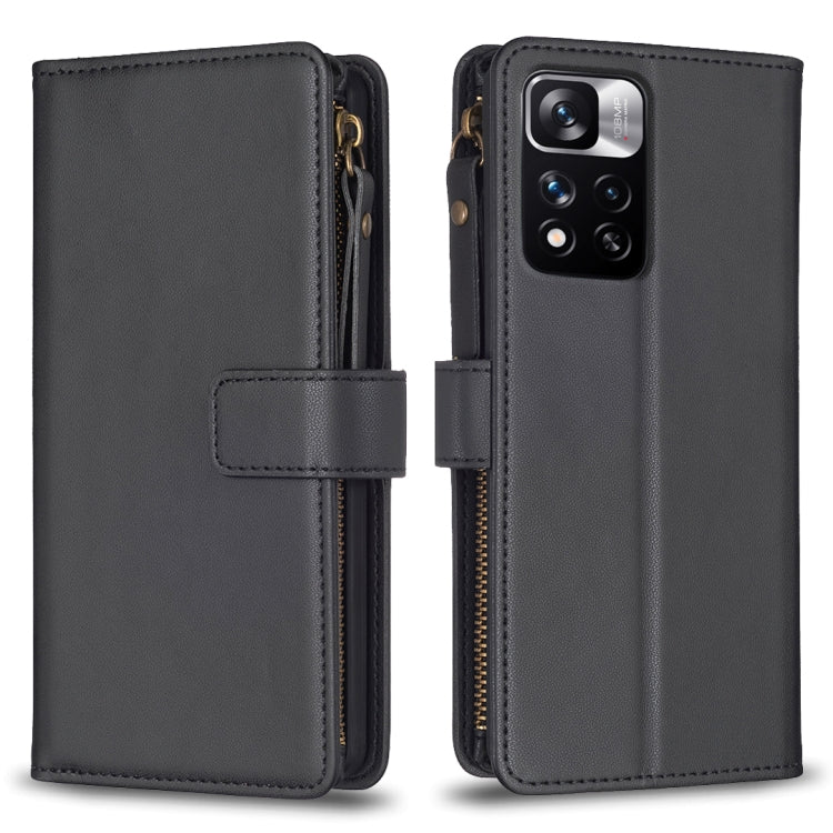 Custodia per telefono a conchiglia in pelle con portafoglio con cerniera a 9 slot per schede, For Xiaomi Redmi 10C, For Xiaomi 12 Pro, For Xiaomi 12, For Xiaomi Redmi Note 11 Pro