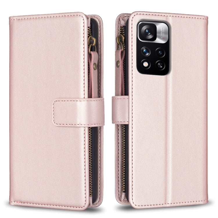 Custodia per telefono a conchiglia in pelle con portafoglio con cerniera a 9 slot per schede, For Xiaomi Redmi 10C, For Xiaomi 12 Pro, For Xiaomi 12, For Xiaomi Redmi Note 11 Pro