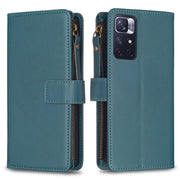 Custodia per telefono a conchiglia in pelle con portafoglio con cerniera a 9 slot per schede, For Xiaomi Poco F5 5G, For Xiaomi Redmi Note 12S 4G, For Xiaomi Redmi Note 12 4G, For Xiaomi Civi 3 5G