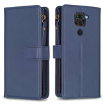 Custodia per telefono a conchiglia in pelle con portafoglio con cerniera a 9 slot per schede, For Xiaomi Redmi Note 9, For Xiaomi Redmi Note 9 Pro Max