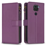 Custodia per telefono a conchiglia in pelle con portafoglio con cerniera a 9 slot per schede, For Xiaomi Redmi Note 9, For Xiaomi Redmi Note 9 Pro Max