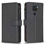 Custodia per telefono a conchiglia in pelle con portafoglio con cerniera a 9 slot per schede, For Xiaomi Redmi Note 9, For Xiaomi Redmi Note 9 Pro Max