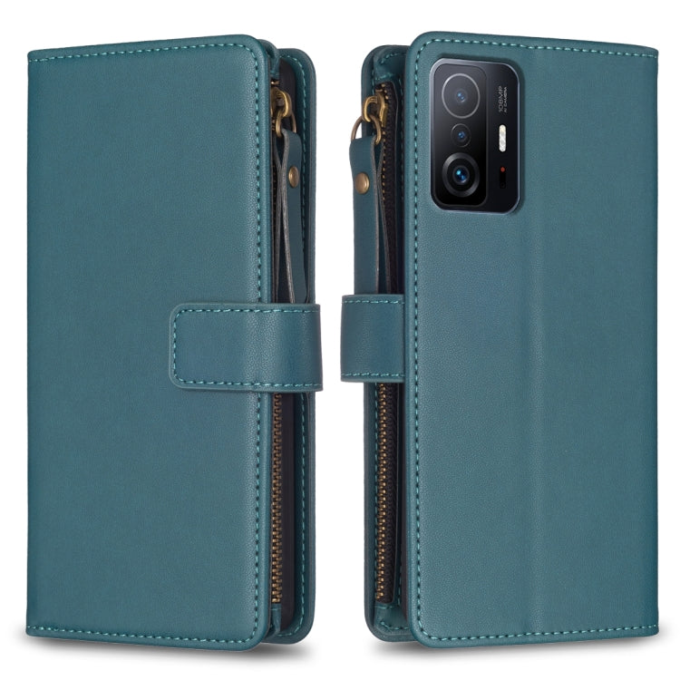 Custodia per telefono a conchiglia in pelle con portafoglio con cerniera a 9 slot per schede, For Xiaomi Mi 11T / 11T Pro, For Xiaomi Redmi 10, For Xiaomi Mi 11 Lite, For Xiaomi Redmi Note 10 5G