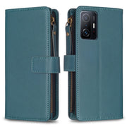Custodia per telefono a conchiglia in pelle con portafoglio con cerniera a 9 slot per schede, For Xiaomi Mi 11T / 11T Pro, For Xiaomi Redmi 10, For Xiaomi Mi 11 Lite, For Xiaomi Redmi Note 10 5G