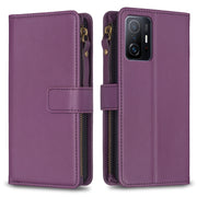 Custodia per telefono a conchiglia in pelle con portafoglio con cerniera a 9 slot per schede, For Xiaomi Mi 11T / 11T Pro, For Xiaomi Redmi 10, For Xiaomi Mi 11 Lite, For Xiaomi Redmi Note 10 5G