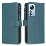 Custodia per telefono a conchiglia in pelle con portafoglio con cerniera a 9 slot per schede, For Xiaomi Redmi 10C, For Xiaomi 12 Pro, For Xiaomi 12, For Xiaomi Redmi Note 11 Pro