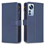 Custodia per telefono a conchiglia in pelle con portafoglio con cerniera a 9 slot per schede, For Xiaomi Redmi 10C, For Xiaomi 12 Pro, For Xiaomi 12, For Xiaomi Redmi Note 11 Pro