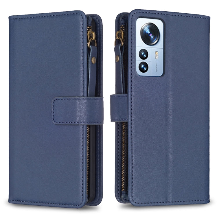 Custodia per telefono a conchiglia in pelle con portafoglio con cerniera a 9 slot per schede, For Xiaomi Redmi 10C, For Xiaomi 12 Pro, For Xiaomi 12, For Xiaomi Redmi Note 11 Pro