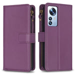 Custodia per telefono a conchiglia in pelle con portafoglio con cerniera a 9 slot per schede, For Xiaomi Redmi 10C, For Xiaomi 12 Pro, For Xiaomi 12, For Xiaomi Redmi Note 11 Pro