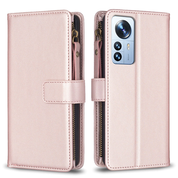 Custodia per telefono a conchiglia in pelle con portafoglio con cerniera a 9 slot per schede, For Xiaomi Redmi 10C, For Xiaomi 12 Pro, For Xiaomi 12, For Xiaomi Redmi Note 11 Pro