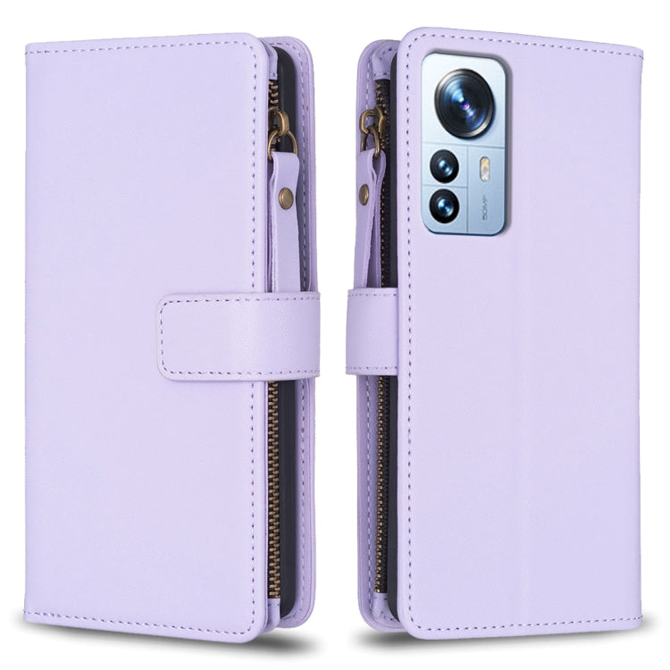 Custodia per telefono a conchiglia in pelle con portafoglio con cerniera a 9 slot per schede, For Xiaomi Redmi 10C, For Xiaomi 12 Pro, For Xiaomi 12, For Xiaomi Redmi Note 11 Pro