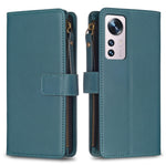 Custodia per telefono a conchiglia in pelle con portafoglio con cerniera a 9 slot per schede, For Xiaomi Redmi 10C, For Xiaomi 12 Pro, For Xiaomi 12, For Xiaomi Redmi Note 11 Pro